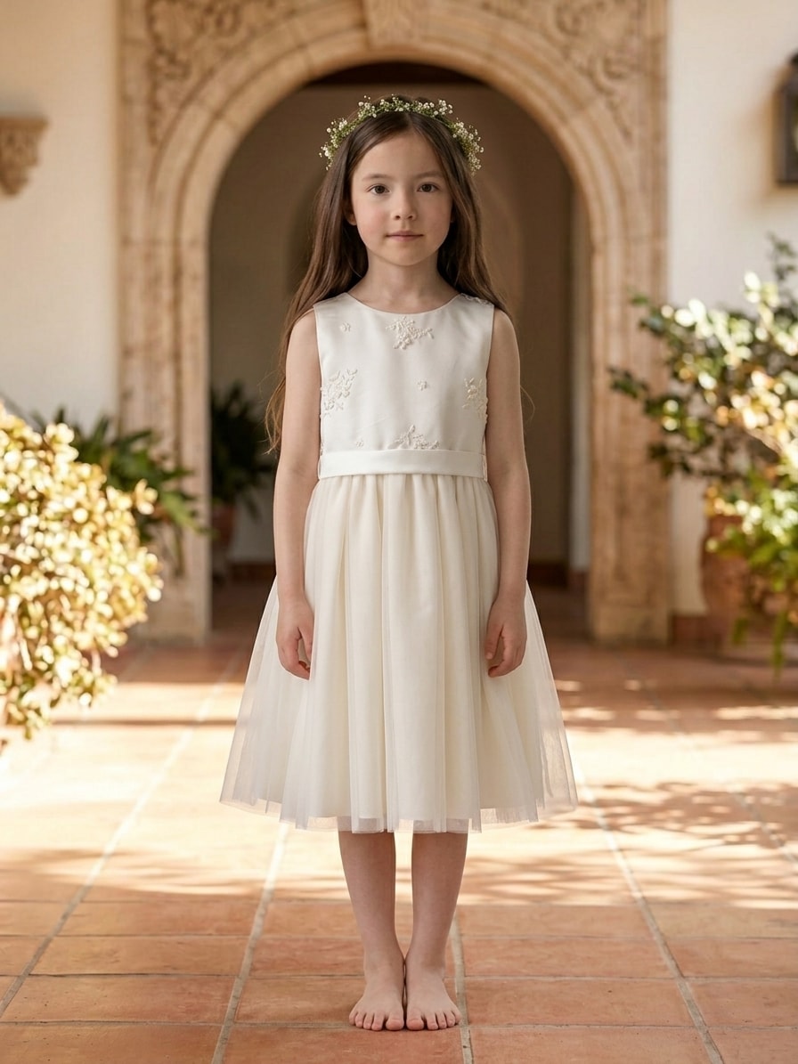 Vestido Cortejo Raso y Tul CC005 — Lunita Blanca