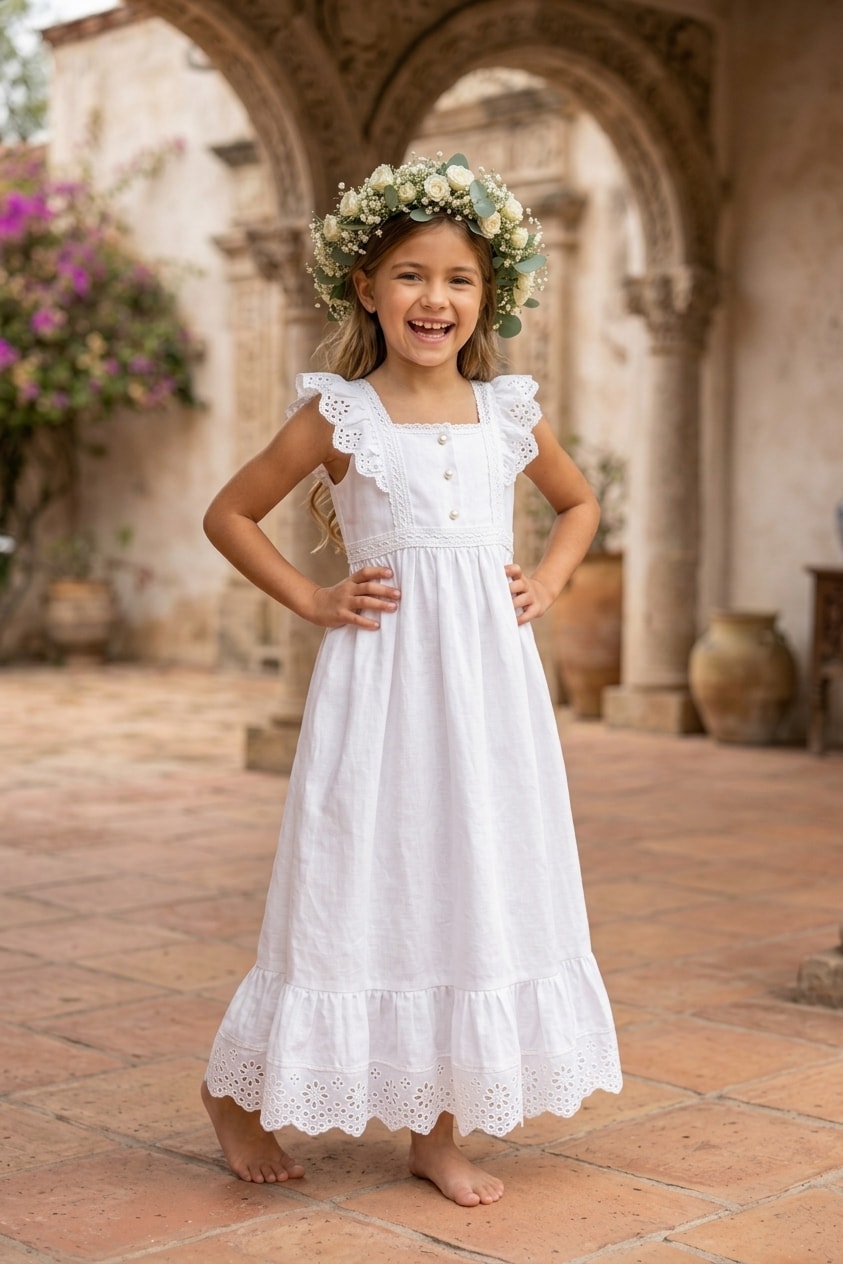 Vestido Largo Cortejo (playa) Lino CL002 — Lunita Blanca